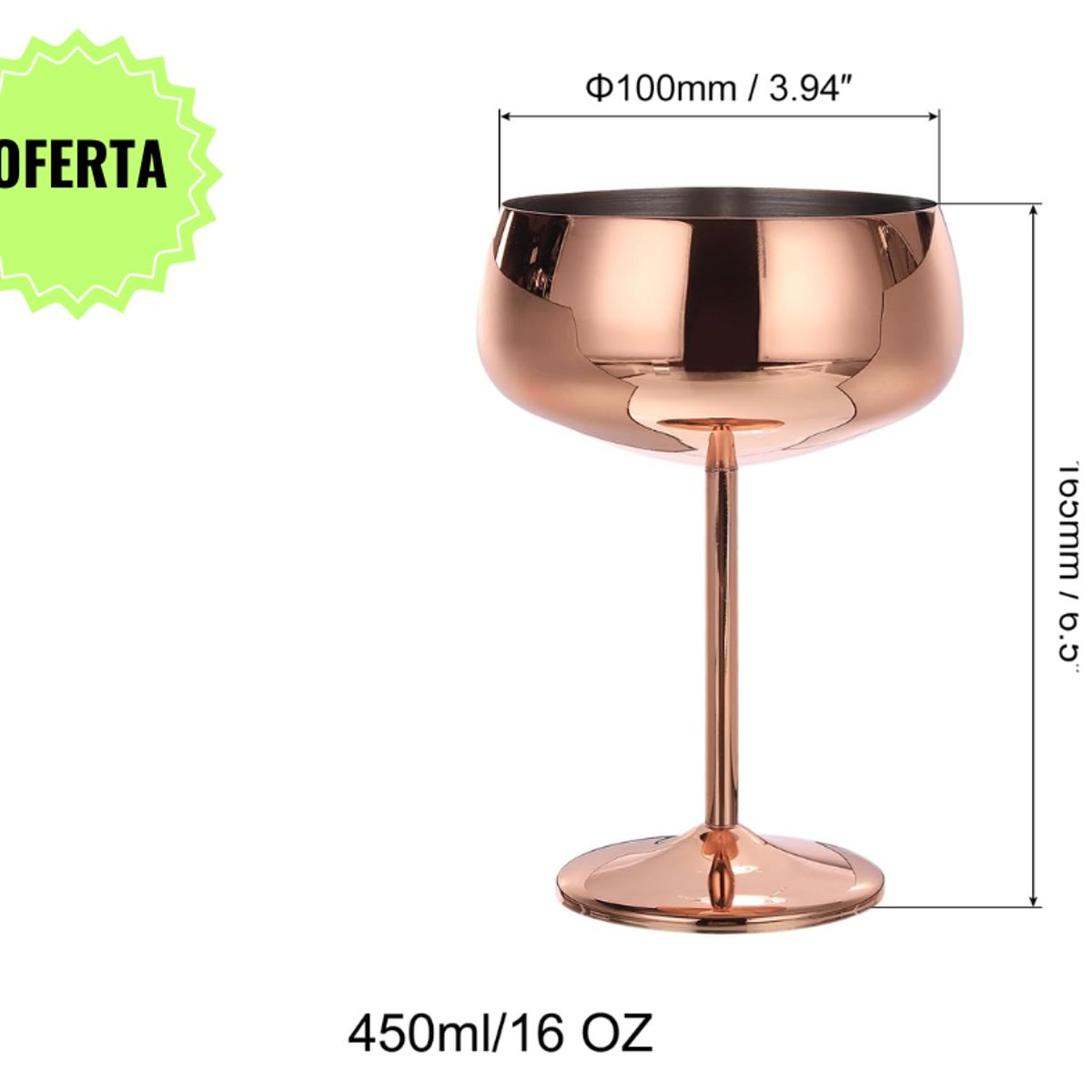 GENERICO - Copa de Champán  Cobre Vintage  Acero Inoxidable  450 ml