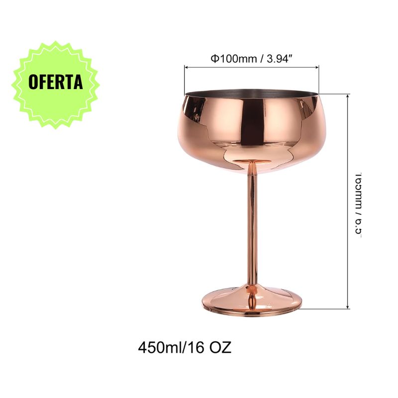 GENERICO - Copa de Champán  Cobre Vintage  Acero Inoxidable  450 ml