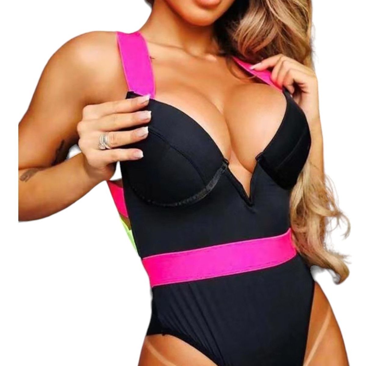 GENERICO - TRAJE DE BAÑO ENTERIZO CON COPA Y ARO