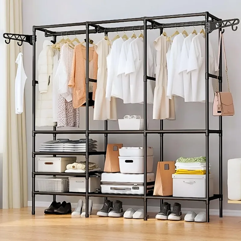 MINARI - Ropero Perchero Organizador Armario Closet 3 Cuerpos Negro 71P