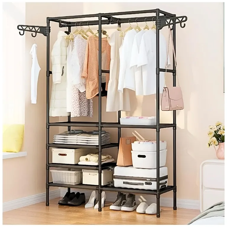 Ropero Perchero Organizador Armario Closet 2 Cuerpos Negro 61P ...