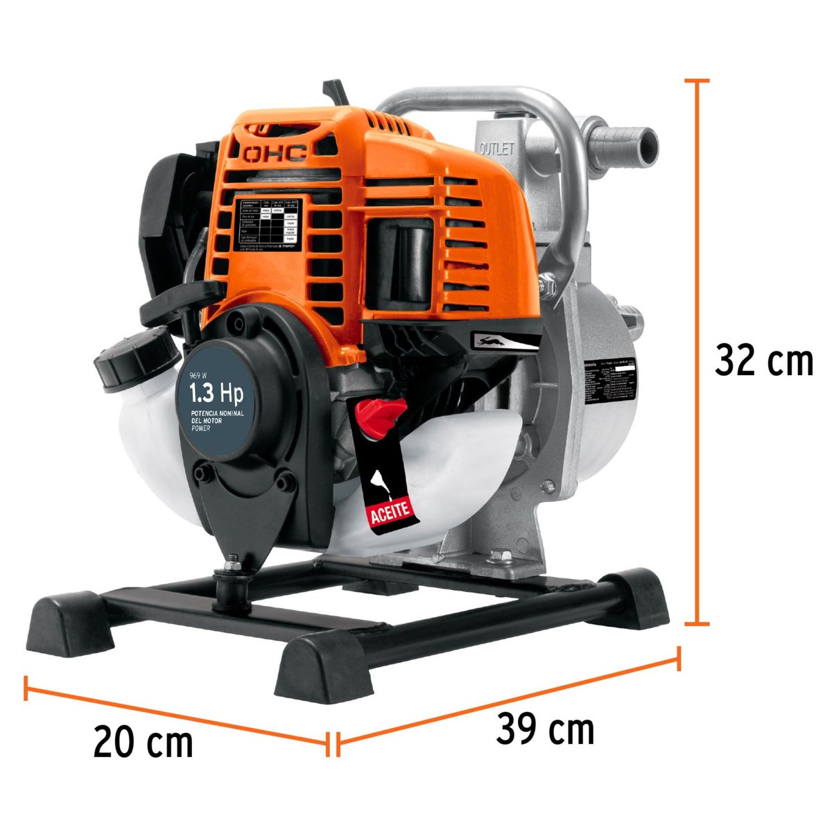 TRUPER - Motobomba autocebante 1.3 HP salida 1" , Truper