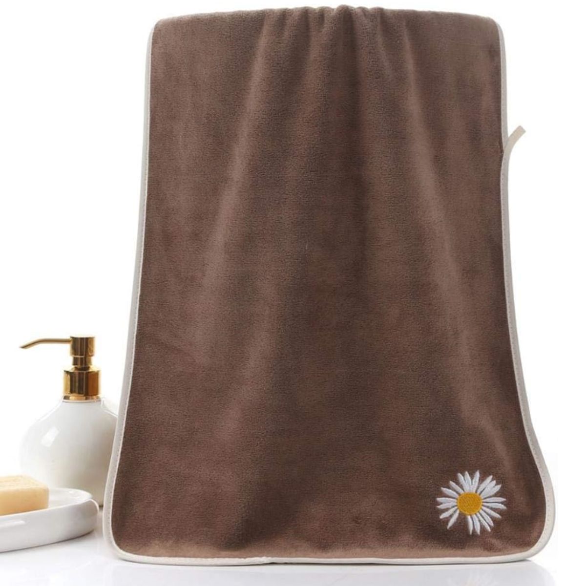 GENERICO - Toalla de cuerpo suave Marrón - 136x69cm