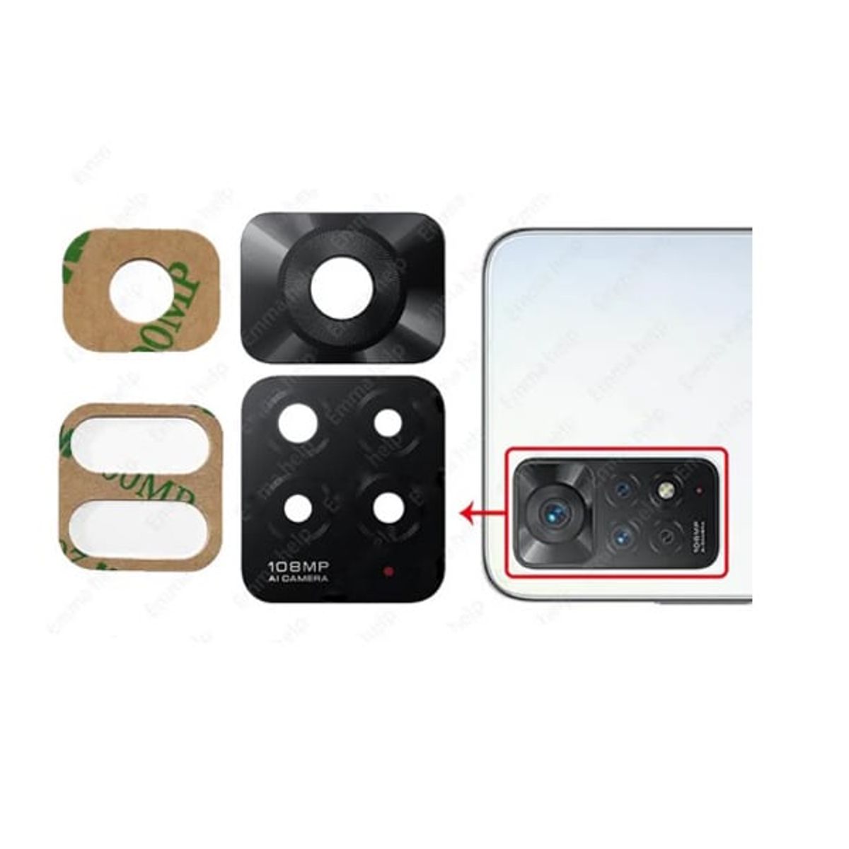 GENERICO - Repuesto lente Vidrio de cámara Xiaomi Redmi Note 11 Pro 4G