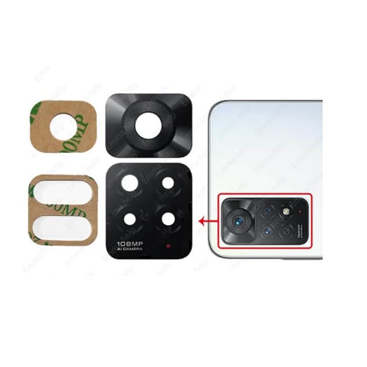 GENERICO - Repuesto lente Vidrio de cámara Xiaomi Redmi Note 11 Pro 4G