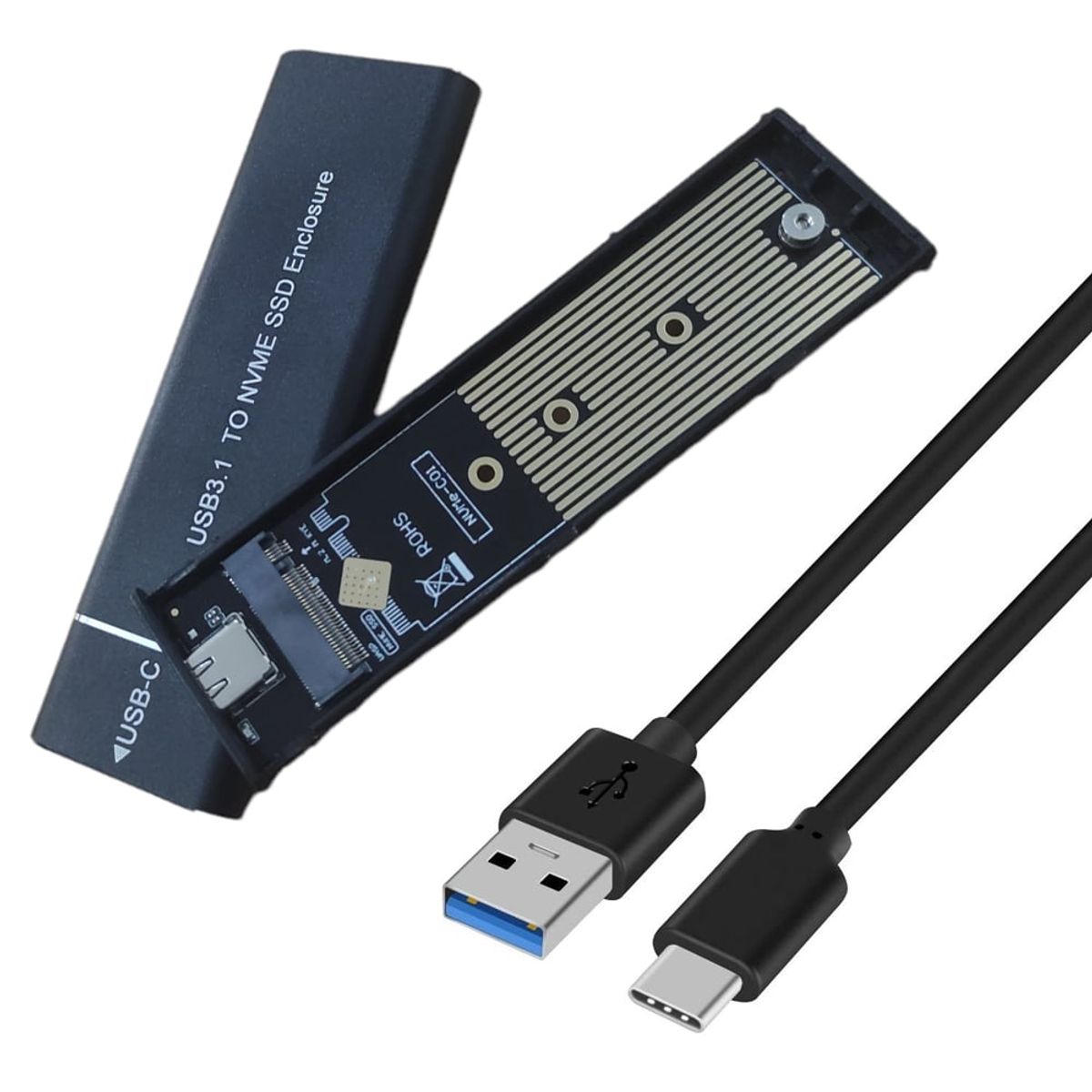 GENERICO - Case disco solido SSD NVME, adaptador M.2 NVME a USB C 10 gbps negro