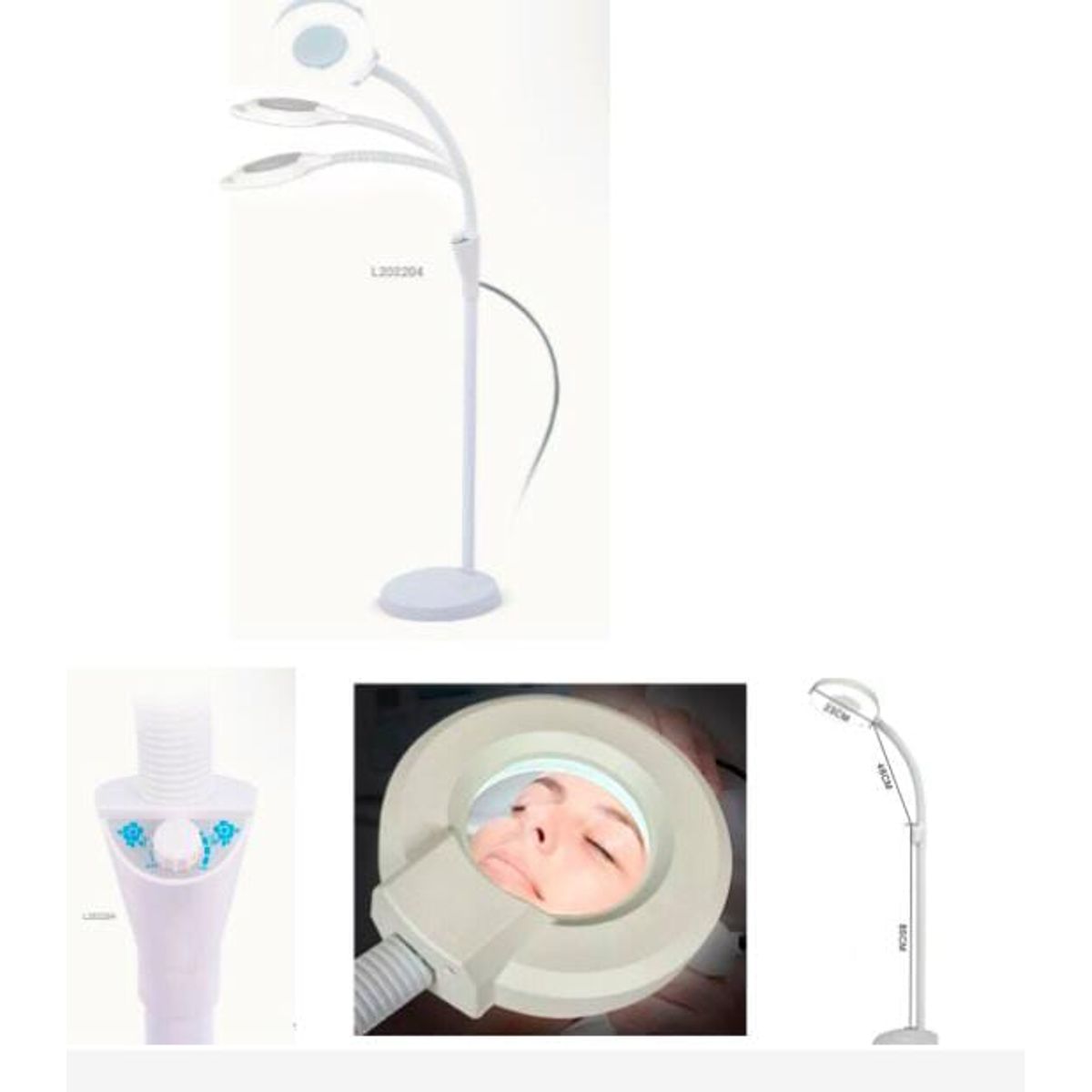 GENERICO - Lampara con pedestal cuello cisne de luz fría con lupa en vidrio 5x para facial