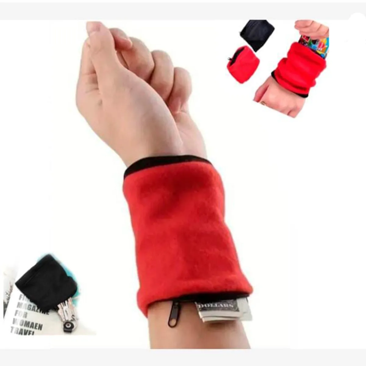 GENERICO - Muñequera Secreta Tarjetero Monedero Sudadera Deportivo