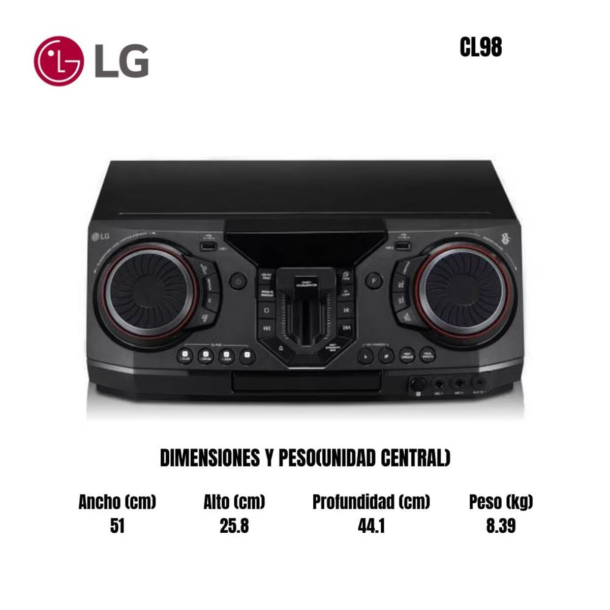 LG - Equipo de Sonido LG CL98 Bluetooth XBOOM 3500 Watts - Negro