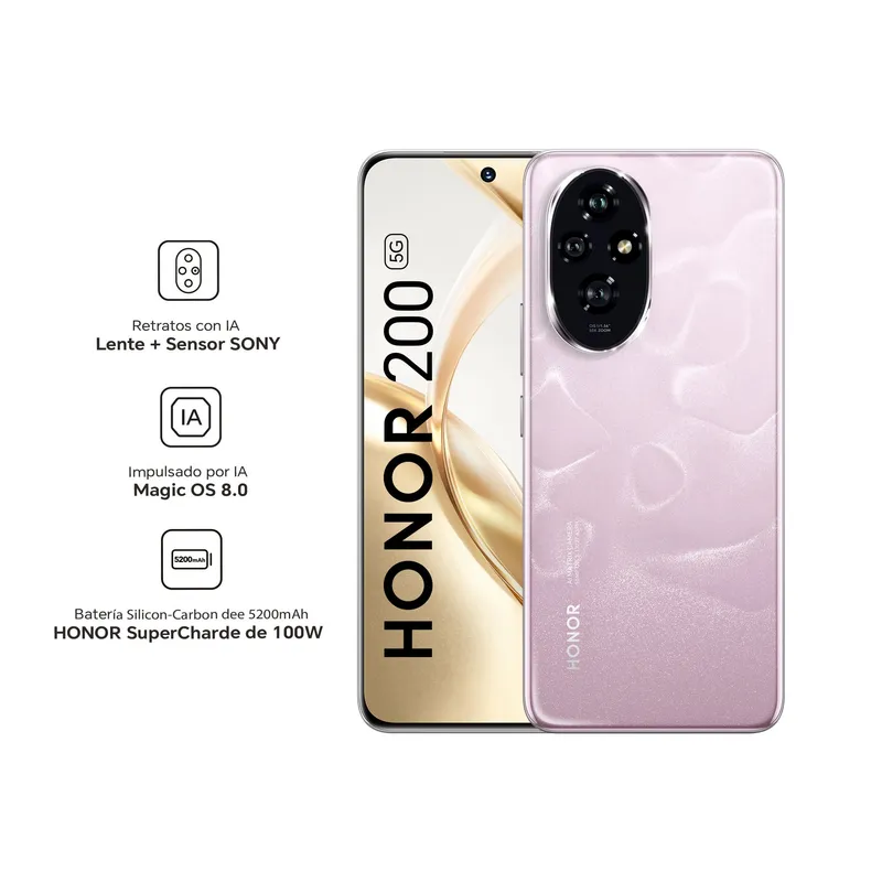 HONOR - Smartphone HONOR 200 12GB+256GB - Rosa Coral.-