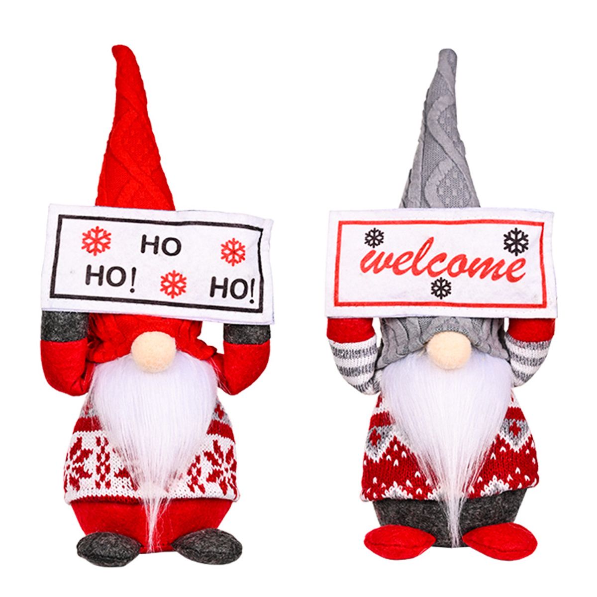 GENERICO - MUÑECOS GNOMOS NAVIDEÑO DECORATIVO CON LUZ LETRERO WELCOME  HO HO HO PAR