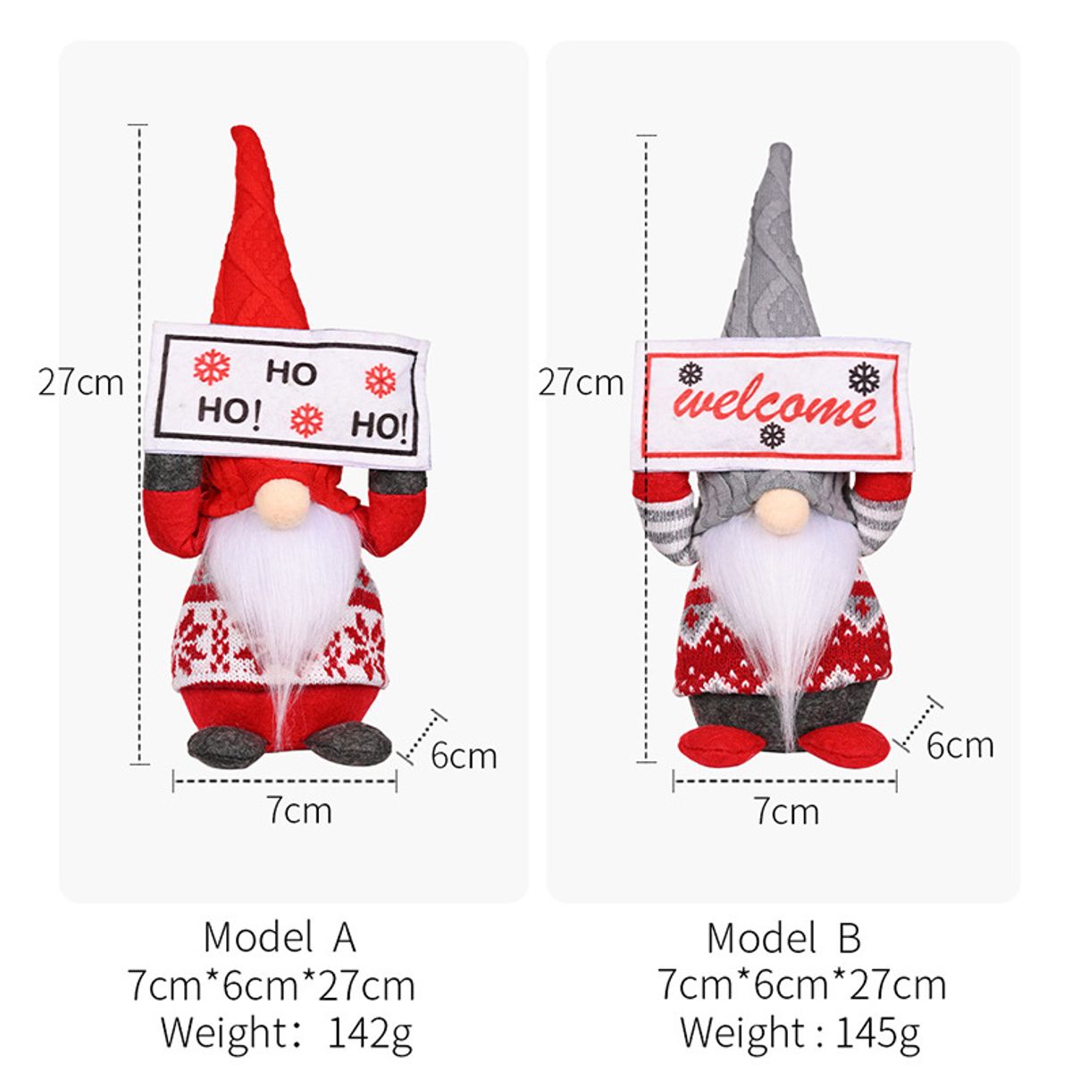 GENERICO - MUÑECOS GNOMOS NAVIDEÑO DECORATIVO CON LUZ LETRERO WELCOME  HO HO HO PAR