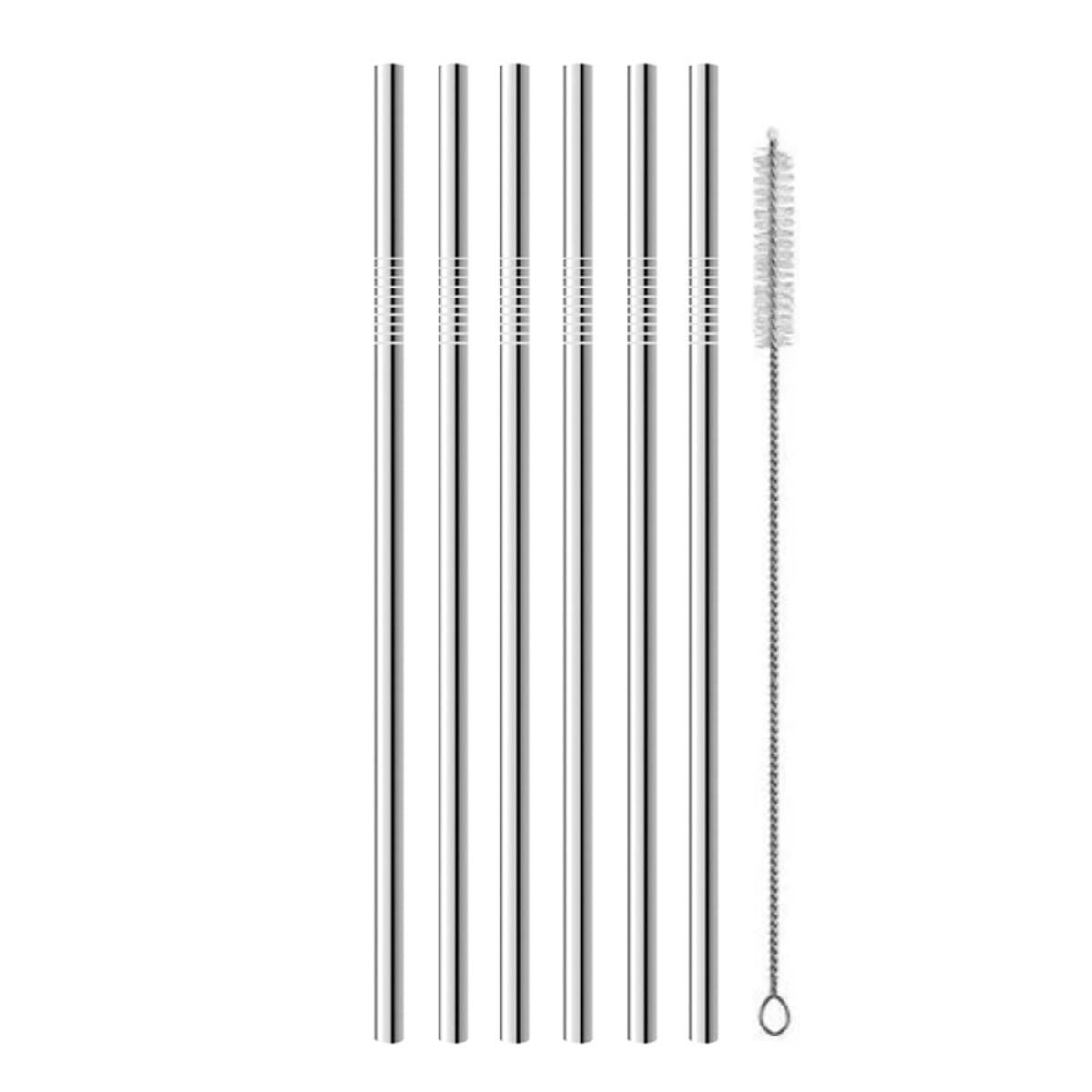 INSPIRA - Set de 6 Sorbetes de Acero Inoxidable con Cepillo Limpiador