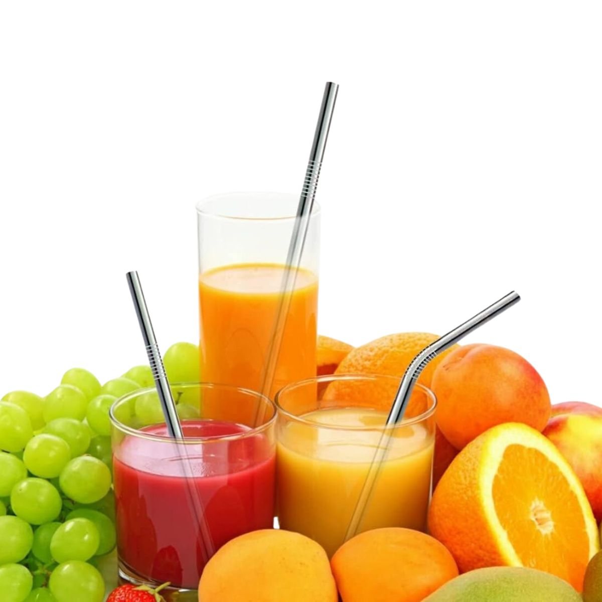 INSPIRA - Set de 6 Sorbetes de Acero Inoxidable con Cepillo Limpiador