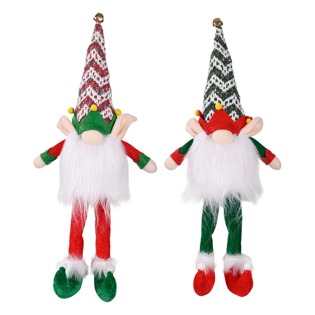 GENERICO - MUÑECOS GNOMOS NAVIDEÑO DECORATIVO CON LUZ GORRO ROJO  VERDE PAR