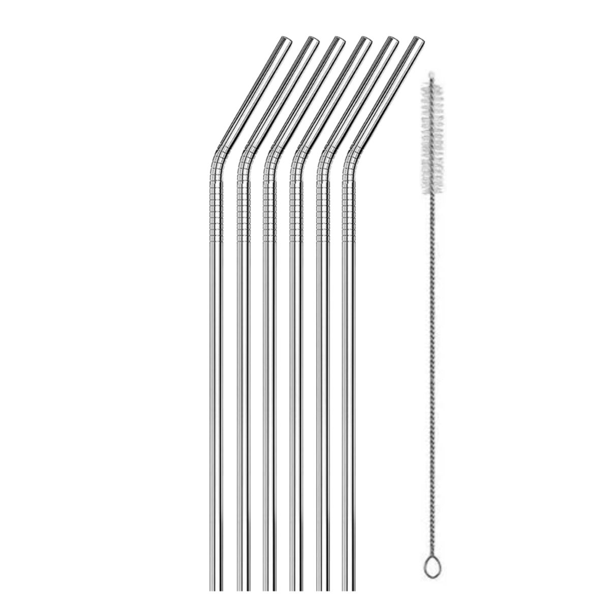 INSPIRA - Set de 6 Sorbetes de Acero Inoxidable con Cepillo Limpiador