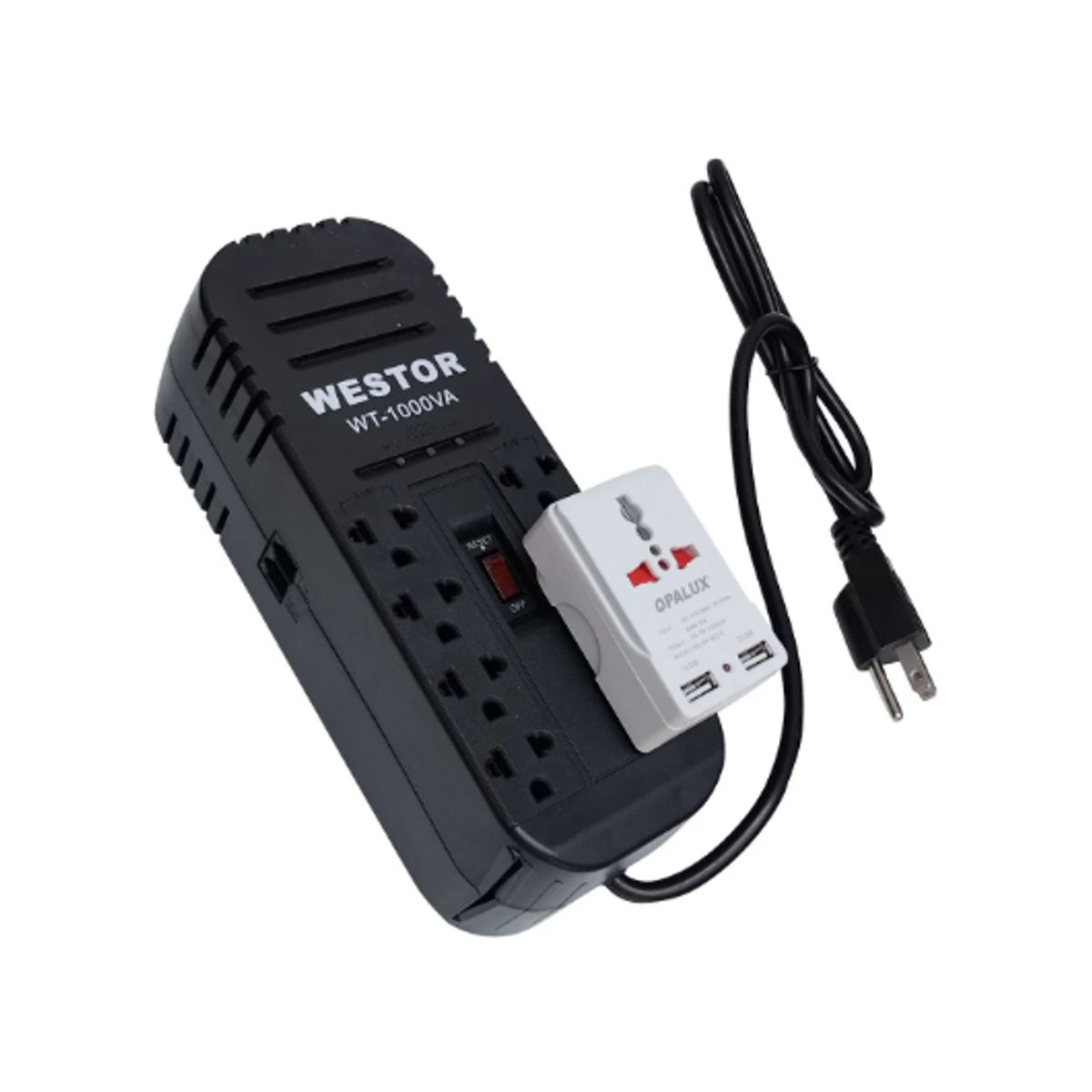 WESTOR - Estabilizador para computadora 8 Tomas WT-1000VA/600W-2 USB