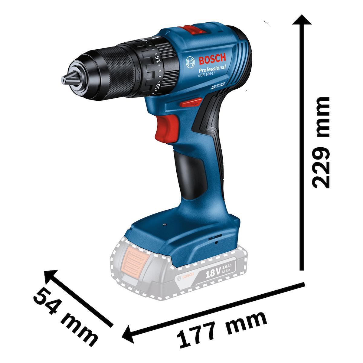 Bosch - Taladro Percutor 1/2 Bosch Gsb 185 Li Brushless Sin Batería