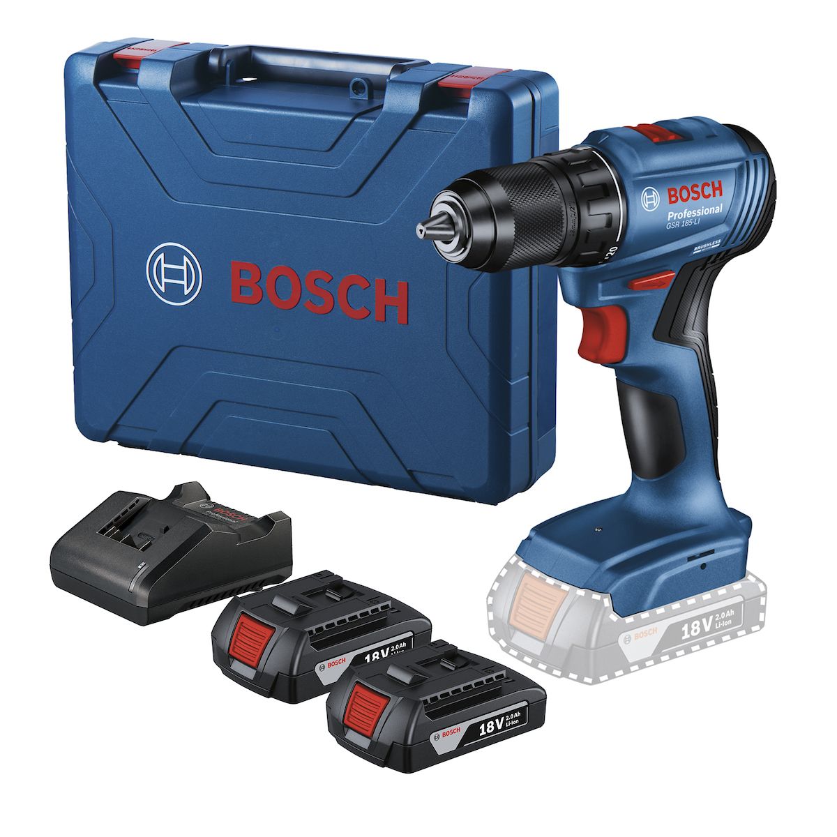 Bosch - Taladro Percutor Bosch Gsb 185 Li + 2 Bat 2ah + Cargador + Accesorios