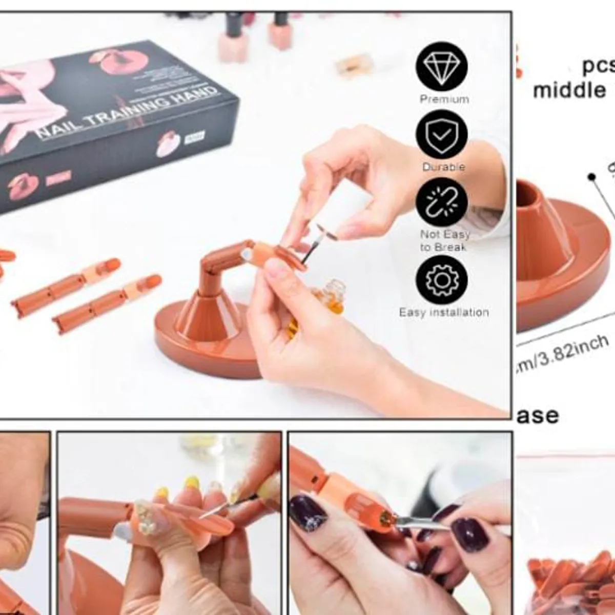 GENERICO - Dedo de práctica para uñas acrílicas kits de entrenamiento de dedos falsos flexibles