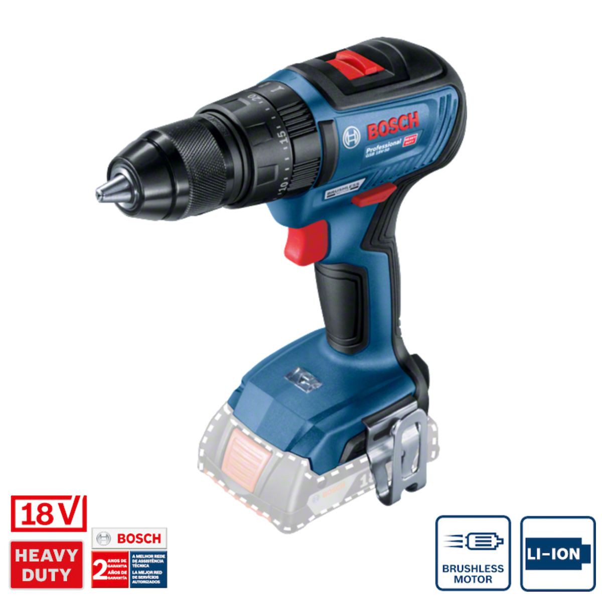 BOSCH - Taladro Percutor GSB 18v-50 Bosch Brushless  Maleta Profes