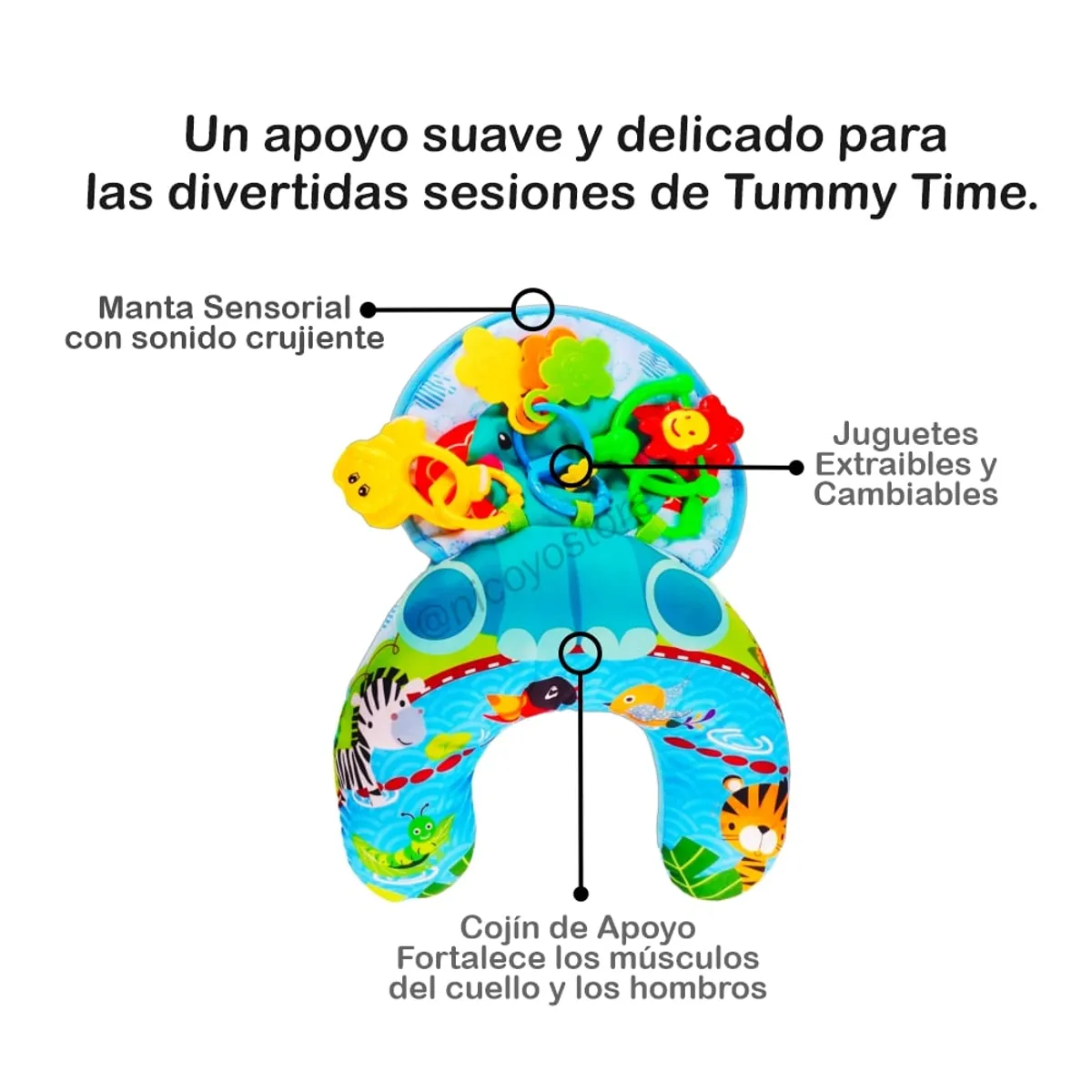 MEYING - Almohada Cojín de Estimulación Tummy Time Diseño Elefantito