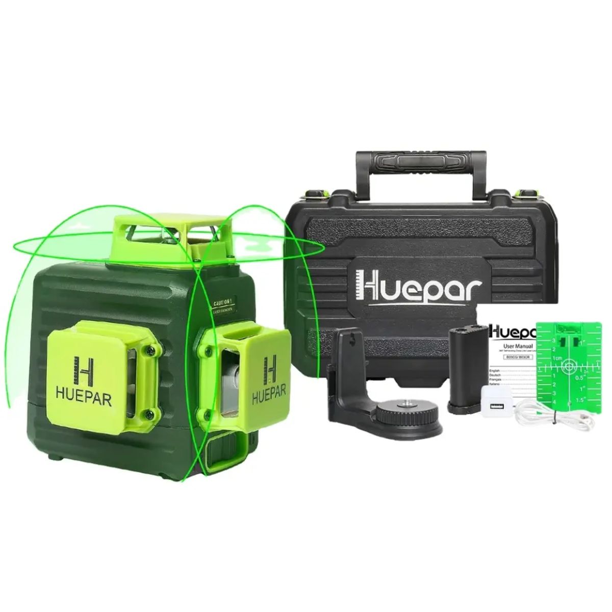 HUEPAR - Nivel láser verde huepar B03CG 12 líneas recargable más trípode TD05