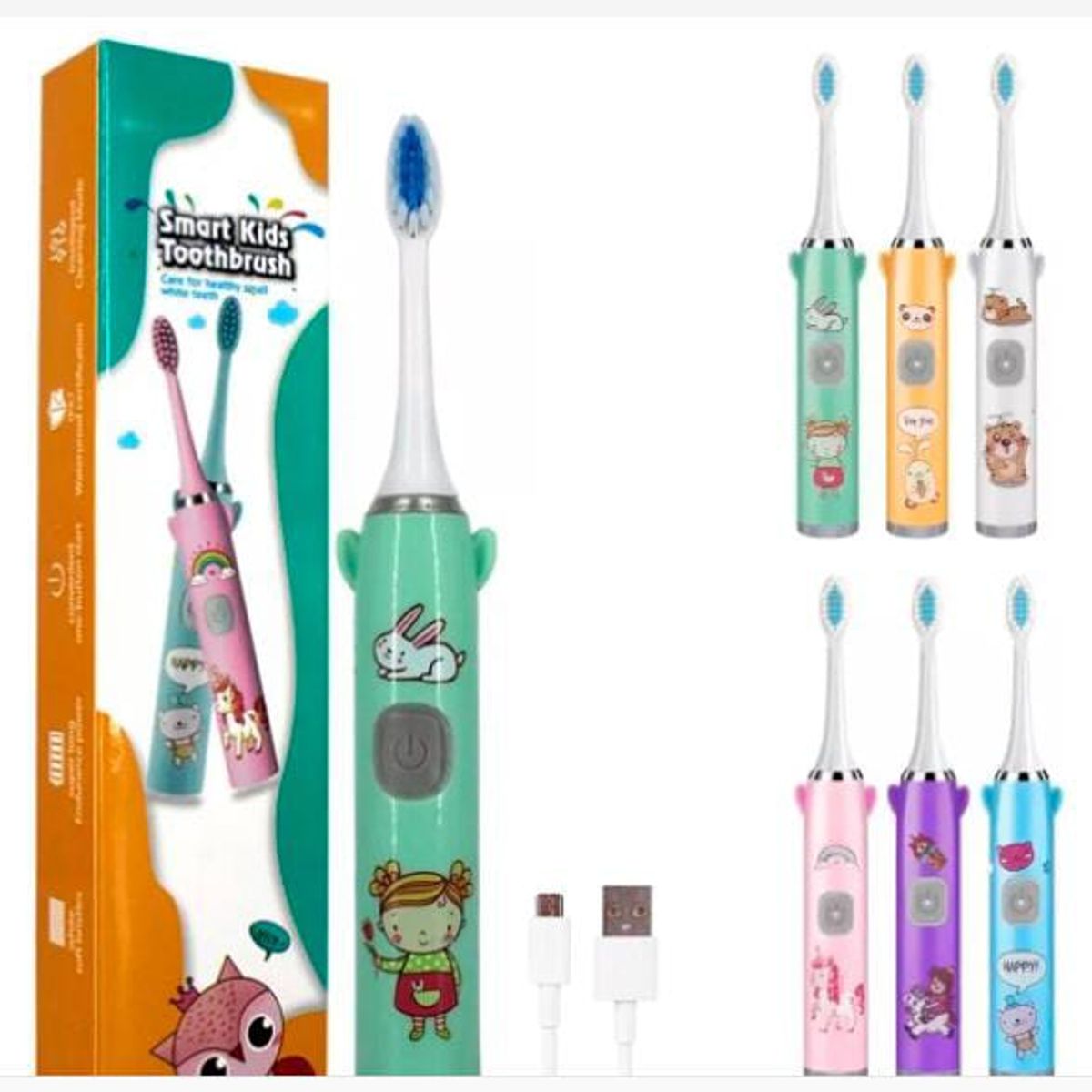 GENERICO - 2 Cepillos Smart eléctrico recargable para niños