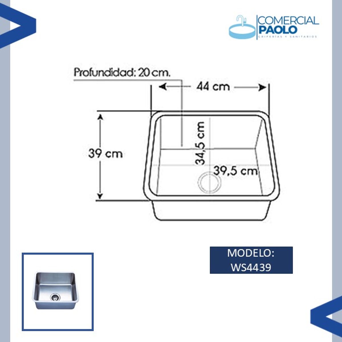 FRATELLI - LAVADERO DE COCINA ACERO INOXIDABLE WS4439