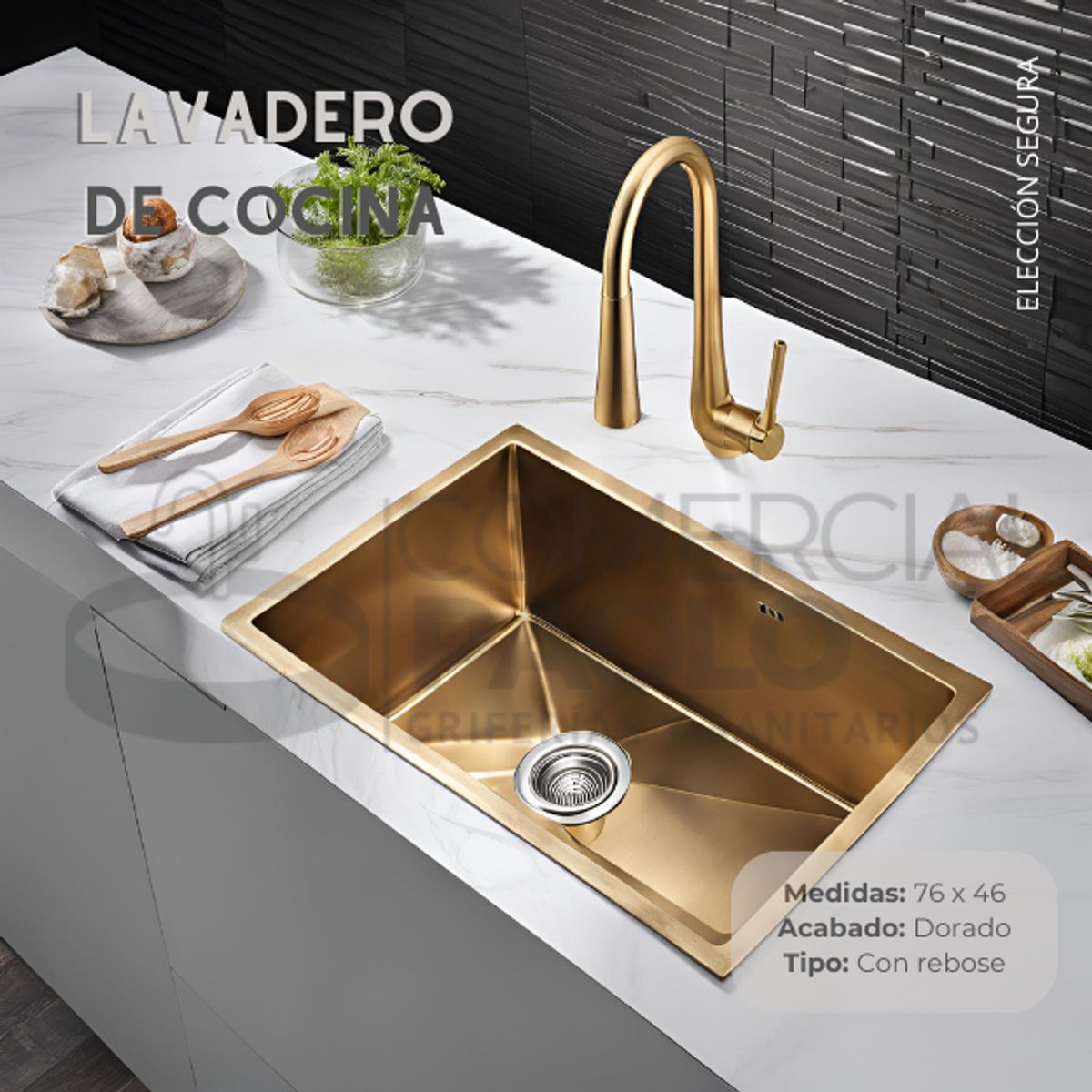 XM - LAVADERO DE COCINA ACERO DORADO US07-7646