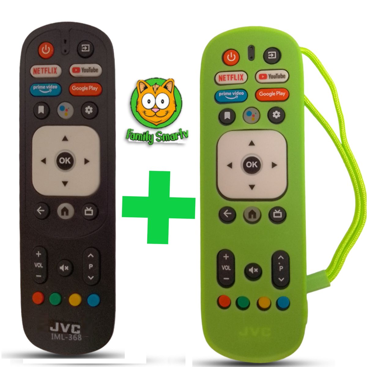 UNIVERSAL - Control Remoto para Jvc Smart Tv RM-C3287 + Funda Silicona Verde