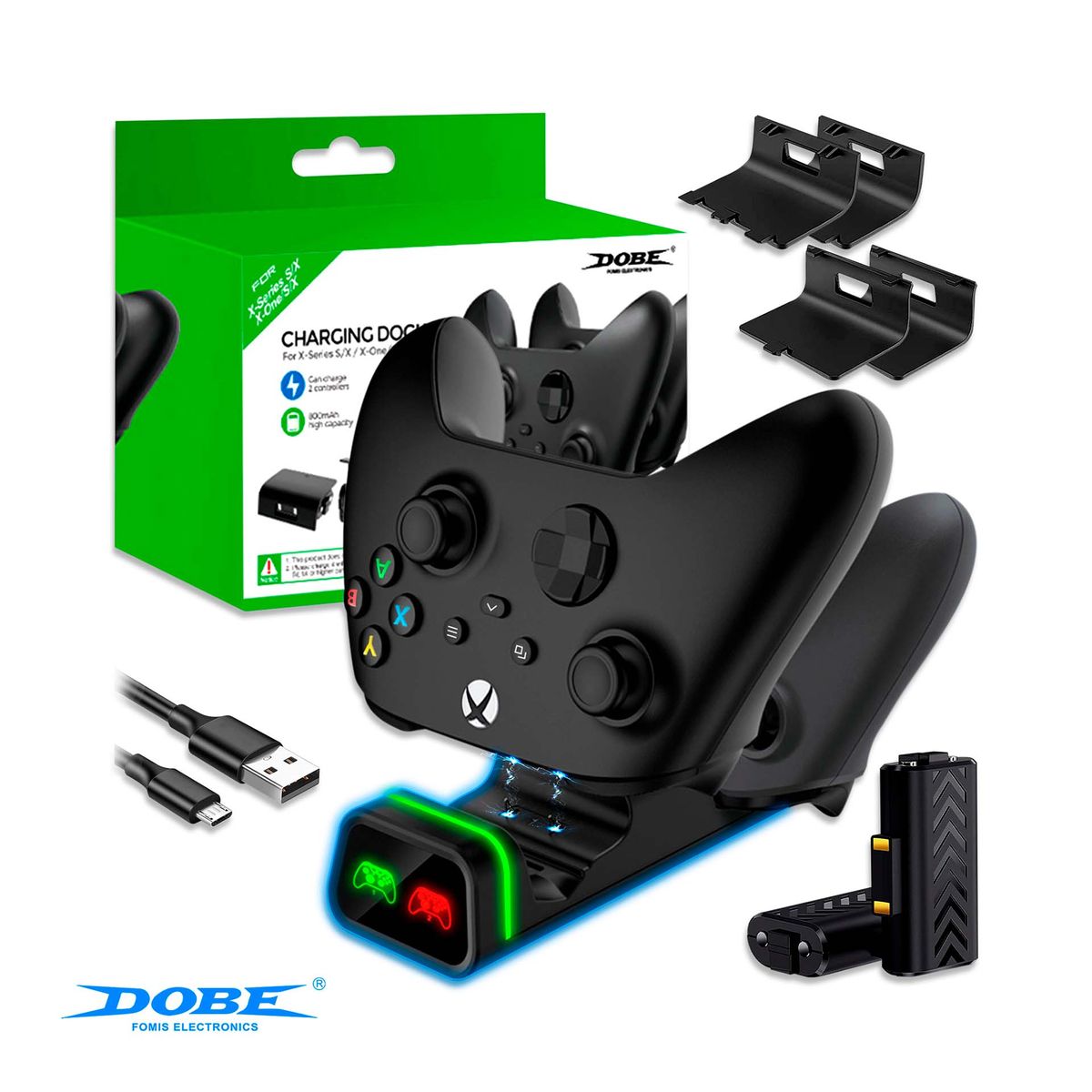 DOBE - Base De Carga Para Mandos Xbox Series X y S Xbox One S y X + Baterías