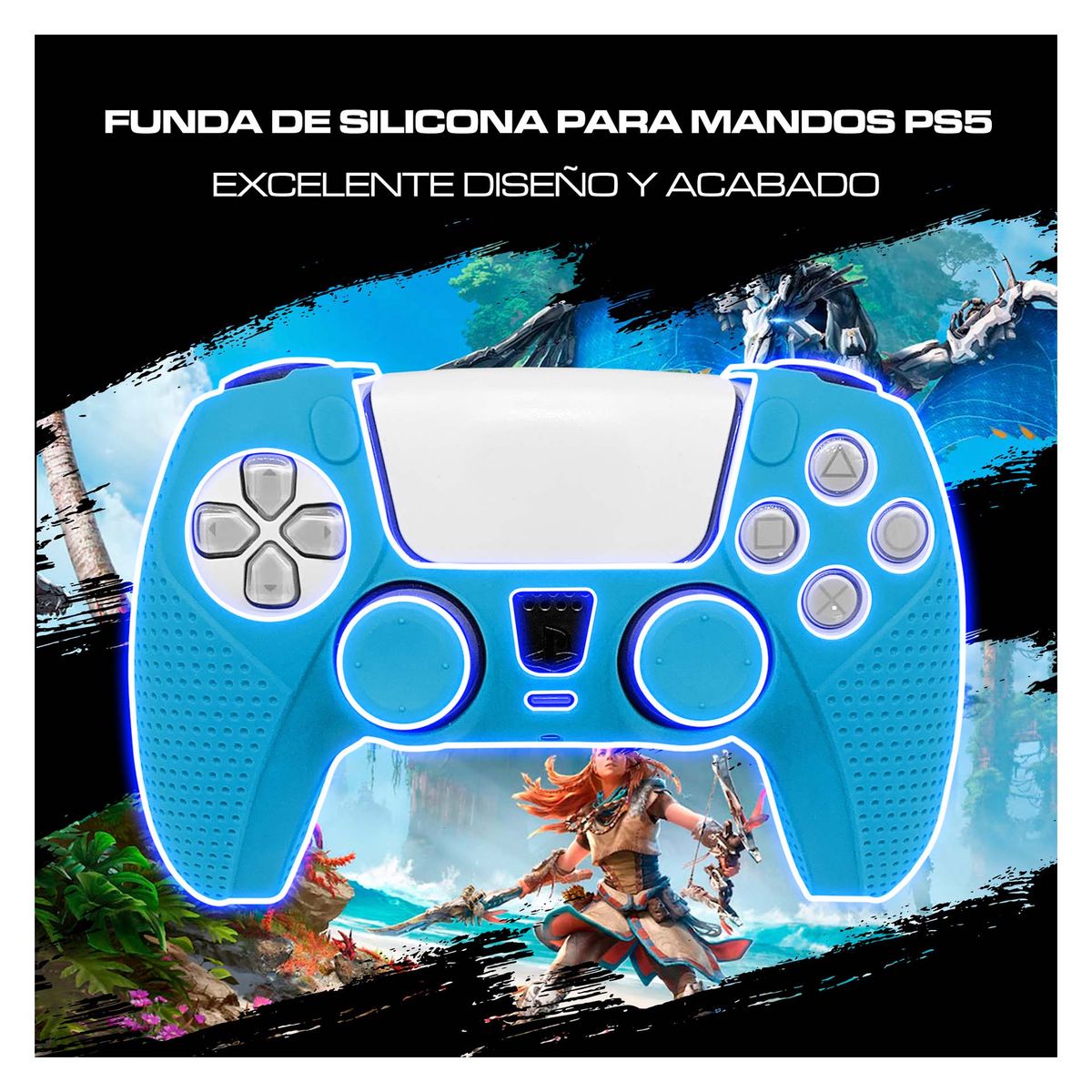 DOBE - Funda De Silicona Protectora Para Mandos Ps5 Con Grip Celeste