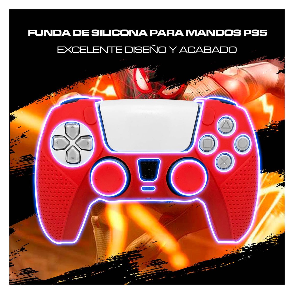 DOBE - Funda De Silicona Protectora Para Mandos Ps5 Con Grip Rojo