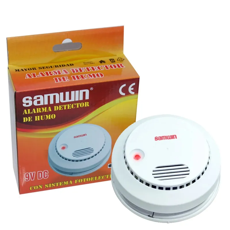 SAMWIN - Alarma sensor detector de humo Samwin 9V DC bateria 9V dual