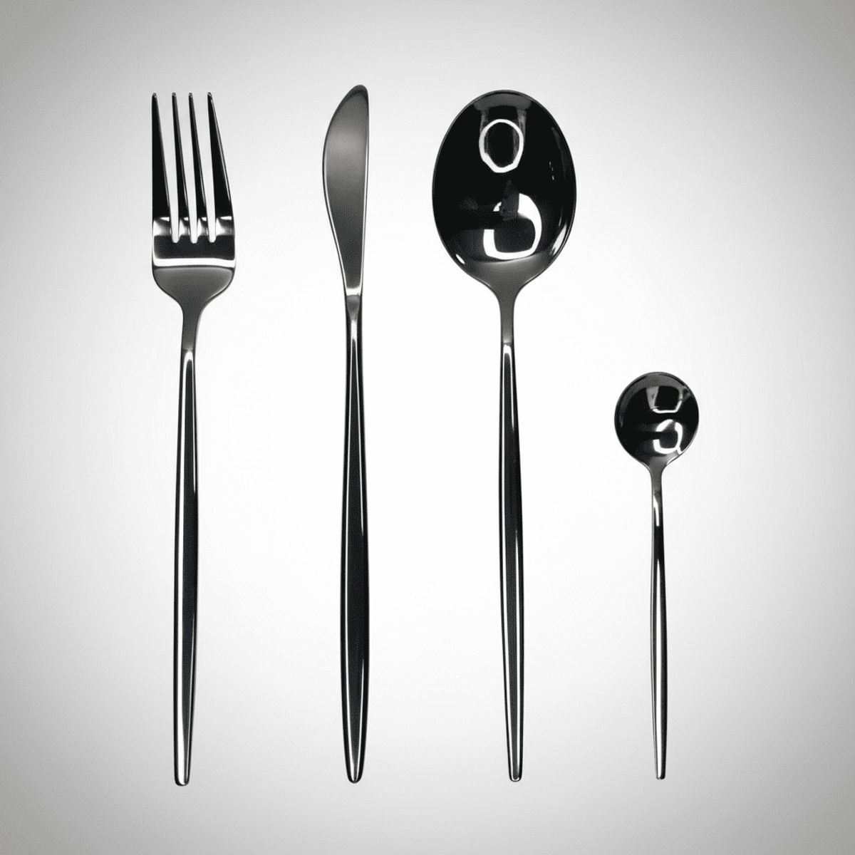 OEM - Set de Cubiertos Vintage Negro Mate de Acero Inoxidable 18/10 – 4 Piezas con Caja de Regalo