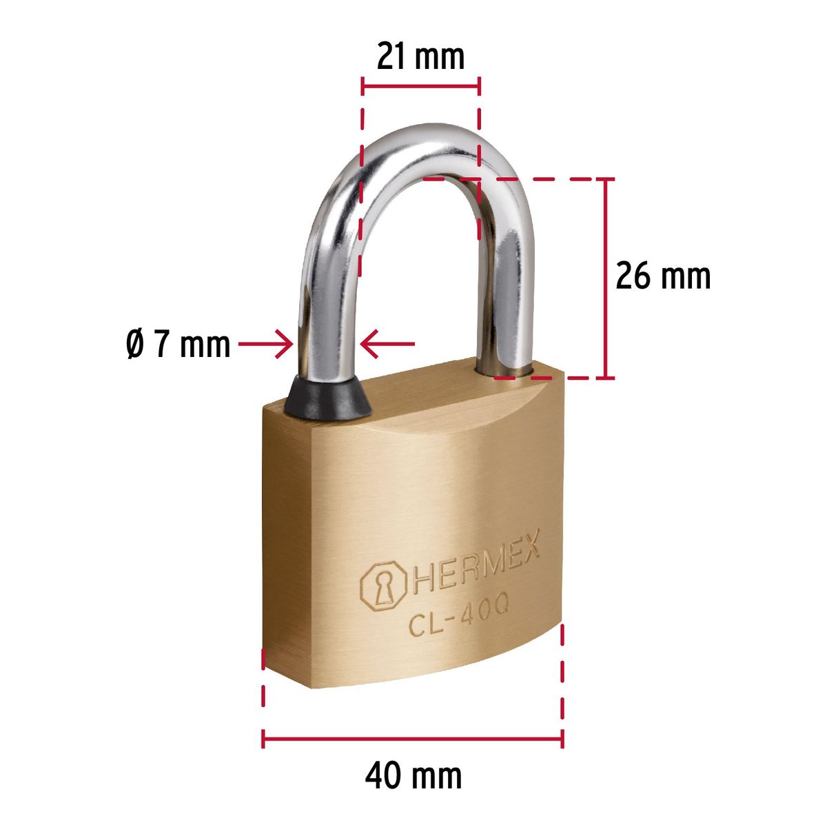 HERMEX - Candado 40mm Alta Seguridad Llave Tipo Queso 43300 Hermex