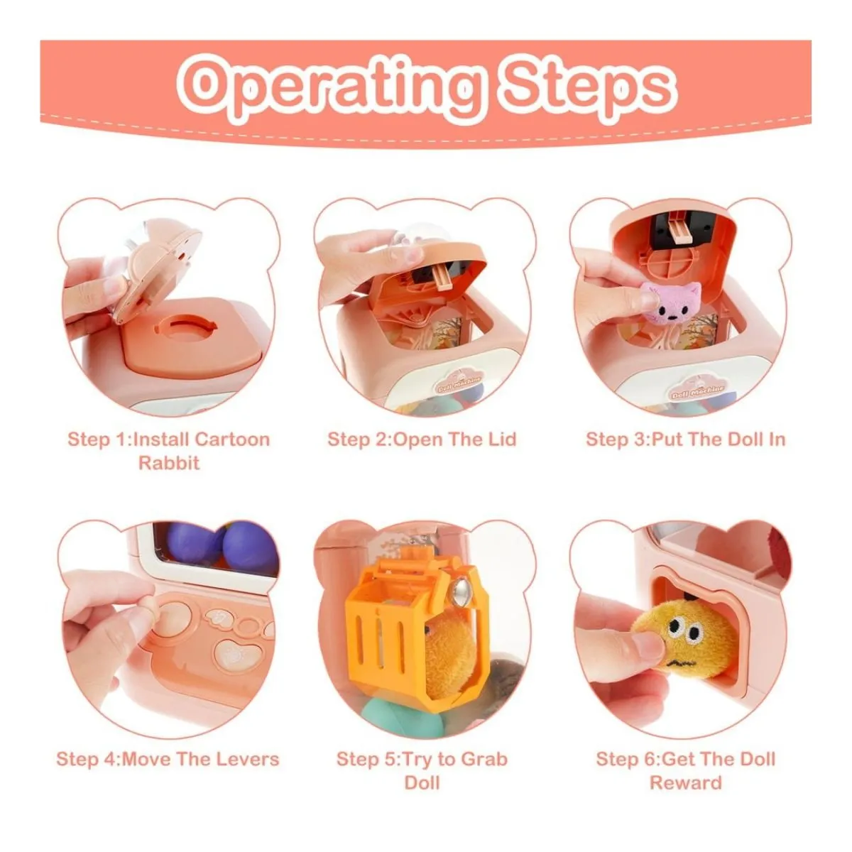 GENERICO - DIVERTIDA MINIMAQUINA ATRAPA PELUCHES JUEGO DIDACTICO ROSA