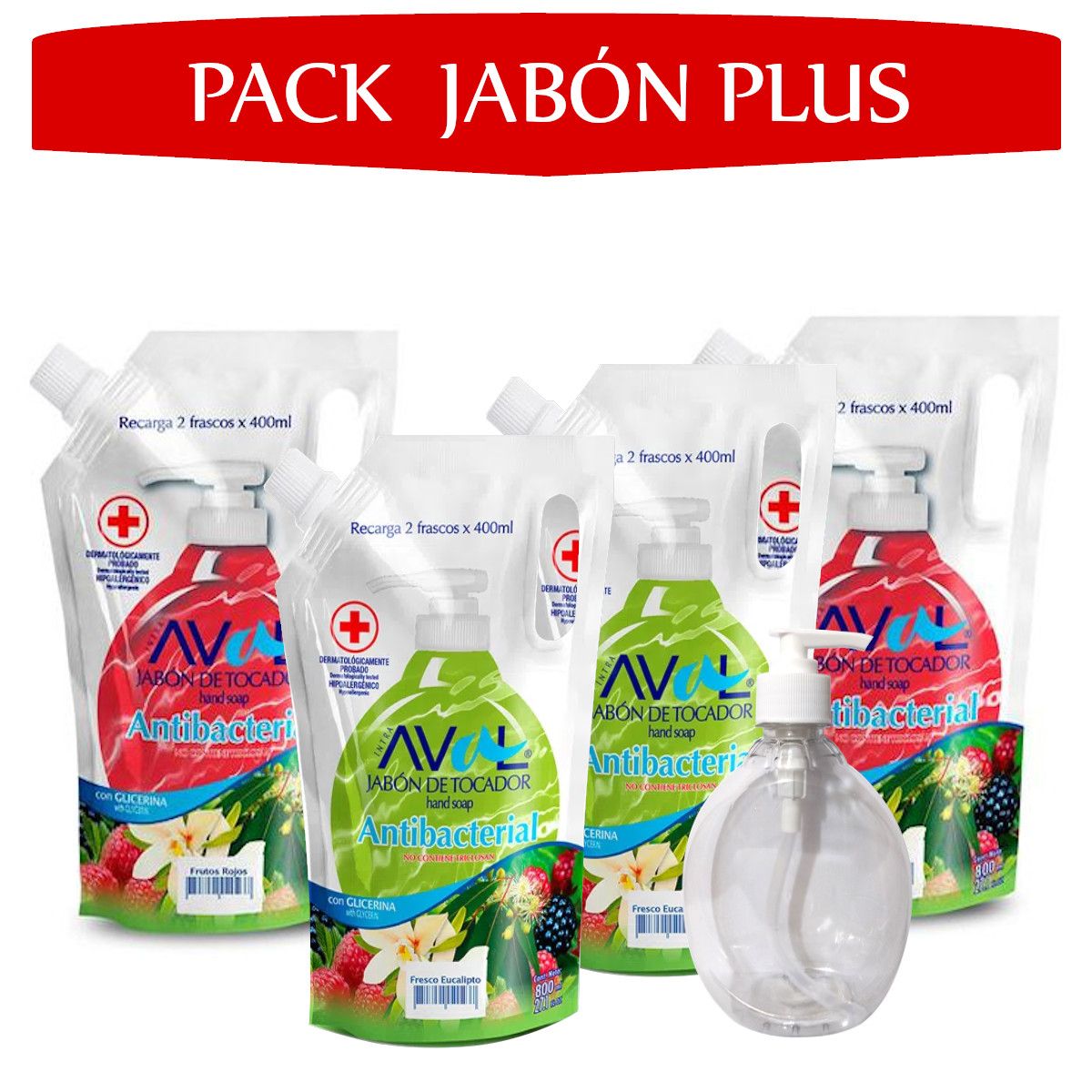 AVAL - Pack Jabón Plus Jabón líq antib eucalipto+frutos rojos AVAL