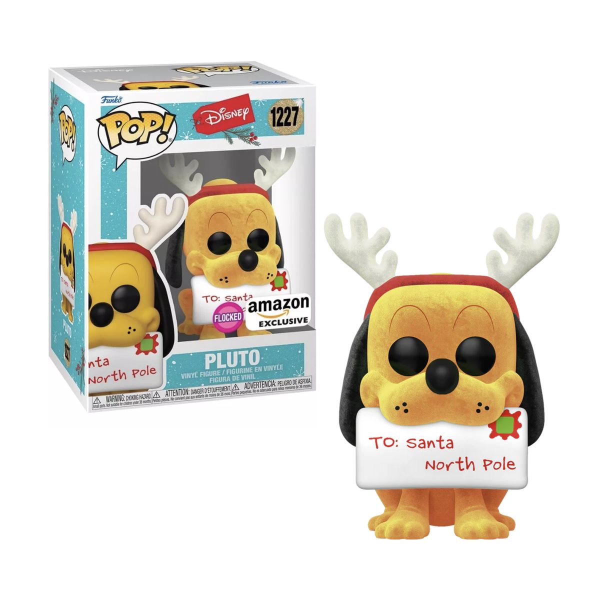FUNKO - Pluto Flocked Funko Pop 1227 Disney Exclusivo Navidad