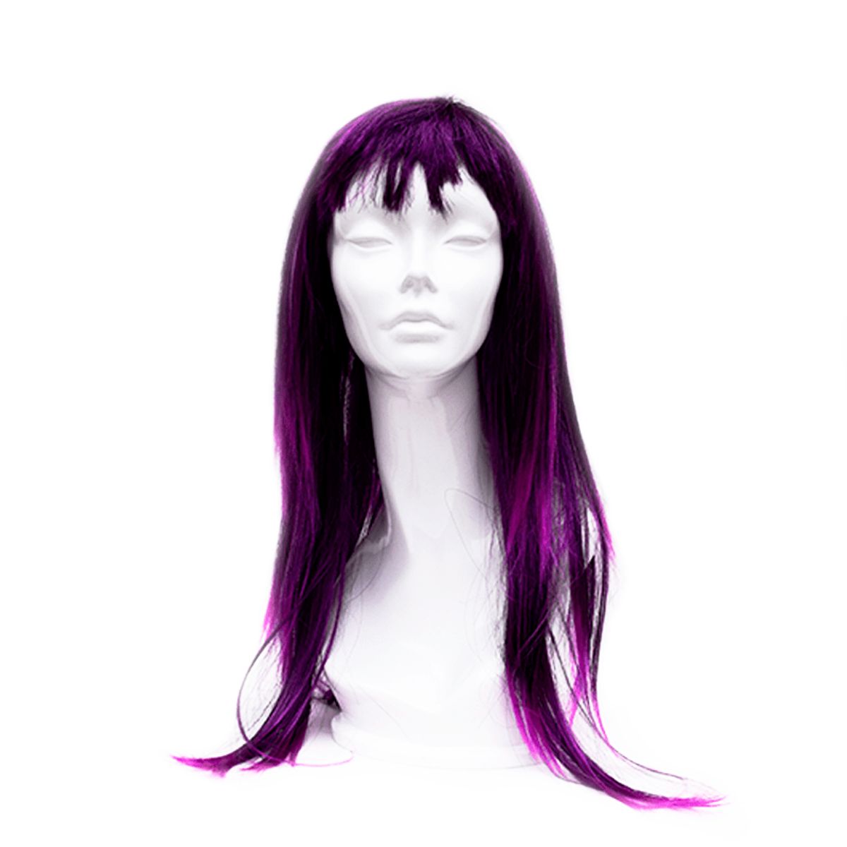 GENERICO - Peluca Artificial Larga Recta  Color Fucsia con Negro