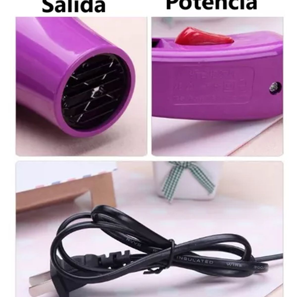 GENERICO - GENERICO-Secadora Cabello  portátil - MORADO