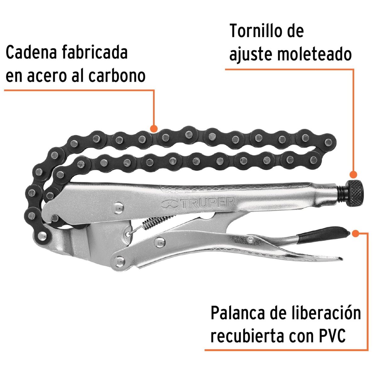 TRUPER - Alicate de cadena Pinza de presión 8 pulgadas Truper