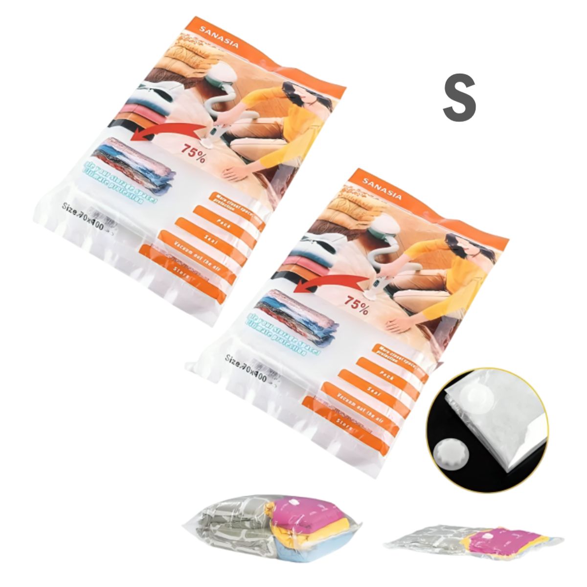 GENERICO - Pack x2 Bolsas de almacenamiento al vacío S 70x100cm