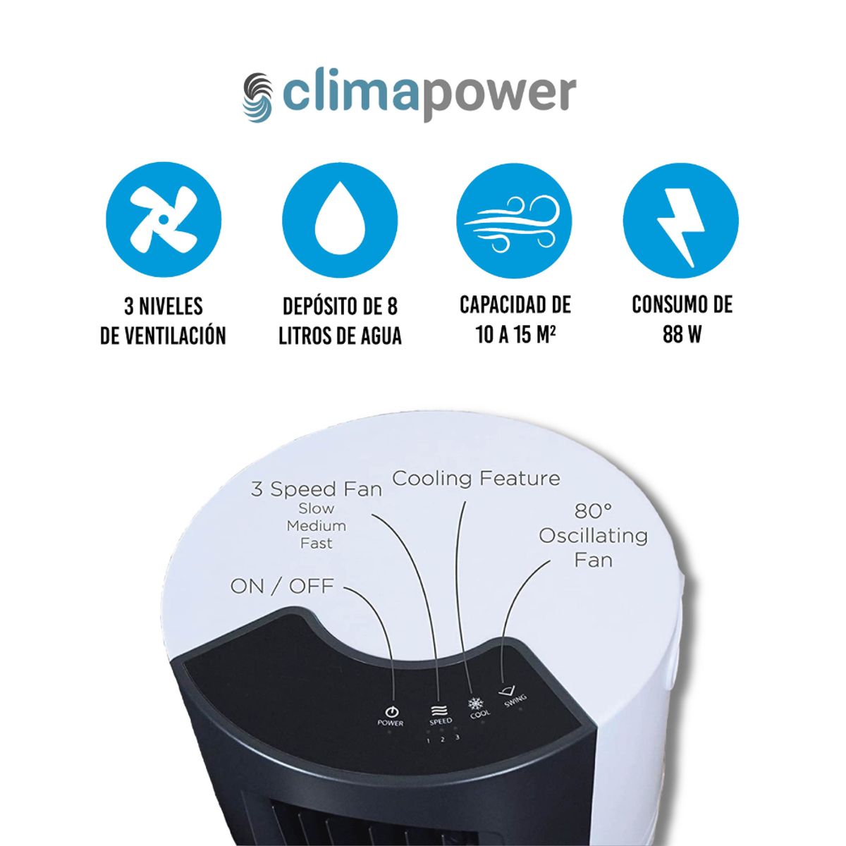 GENERICO - ENFRIADOR DE AIRE PORTATIL ECOLOGICO DE 10 M2