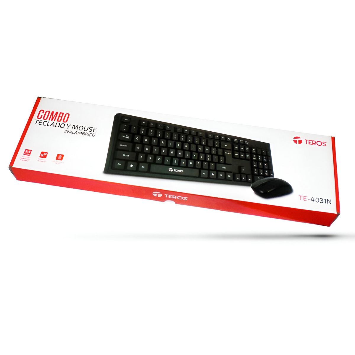 TEROS - Kit Inalámbrico Teclado + Mouse Teros Receptor USB Negro -TE-4031N