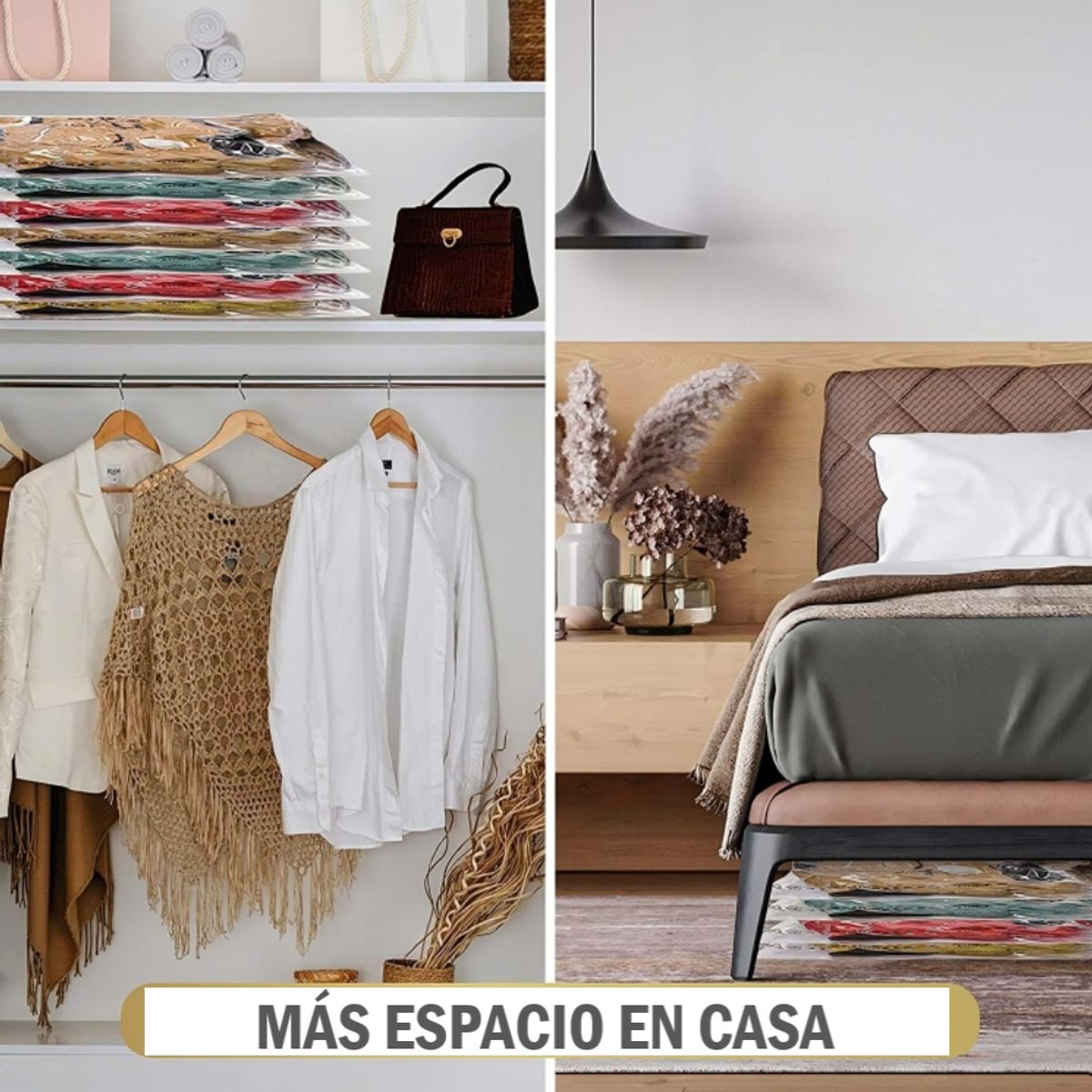 GENERICO - Pack x2 Bolsas de almacenamiento al vacío S 70x100 y M 90x130