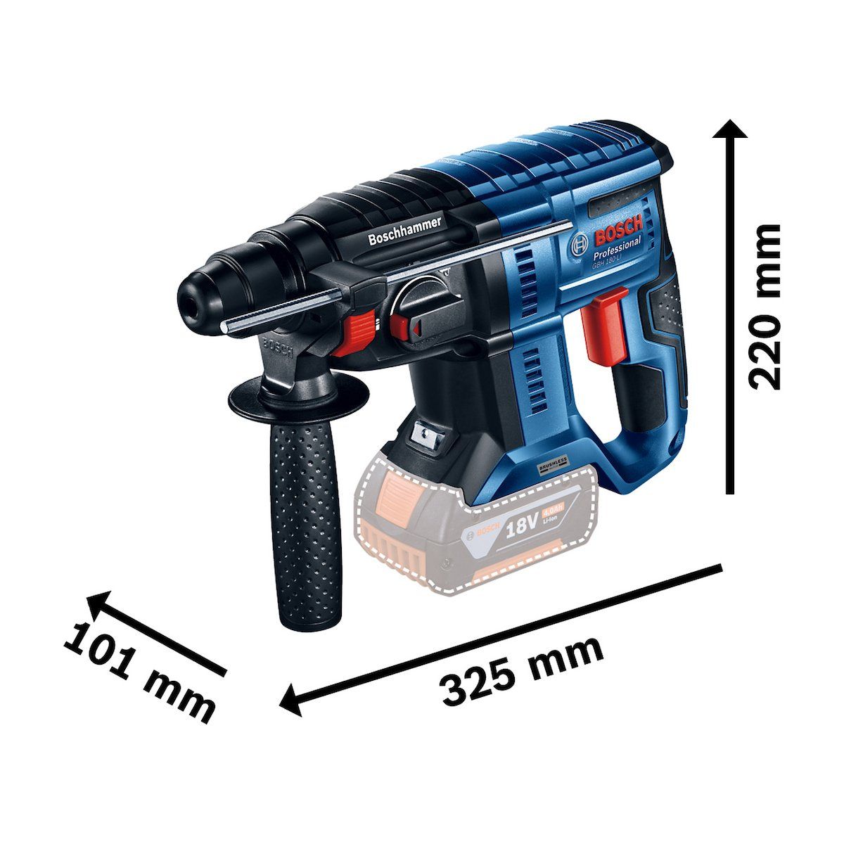 BOSCH - Rotomartillo Percutor Bosch Gbh 180 Li 18v Brushless + Bat.