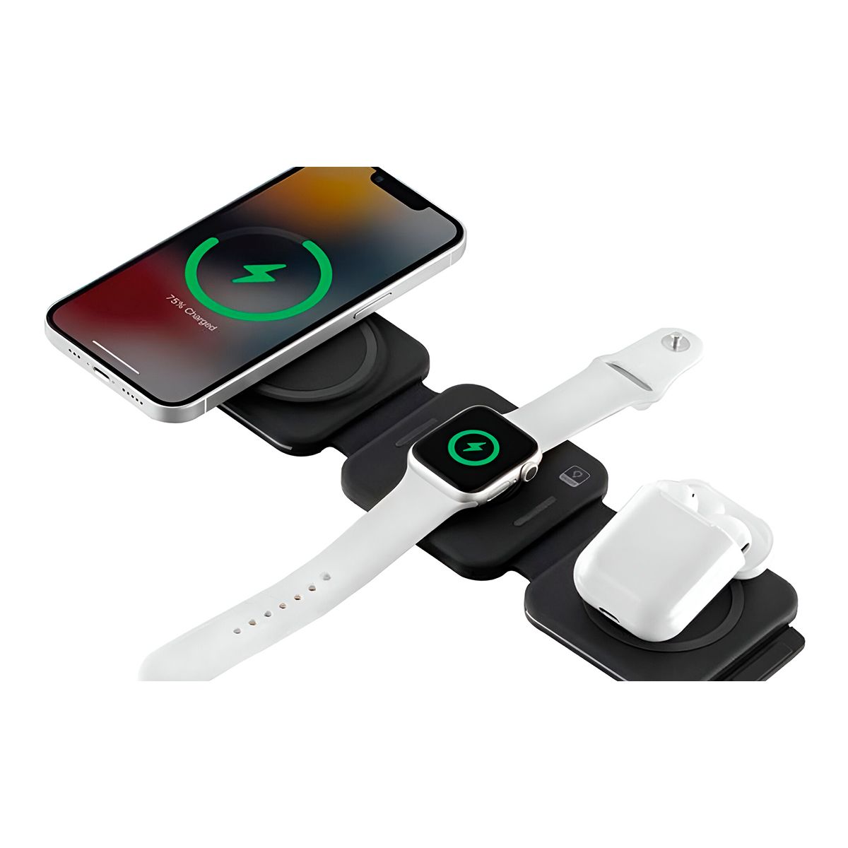 GENERICO - Cargador Portátil Bluetooth 3 en 1 con Soporte Pagable Negro