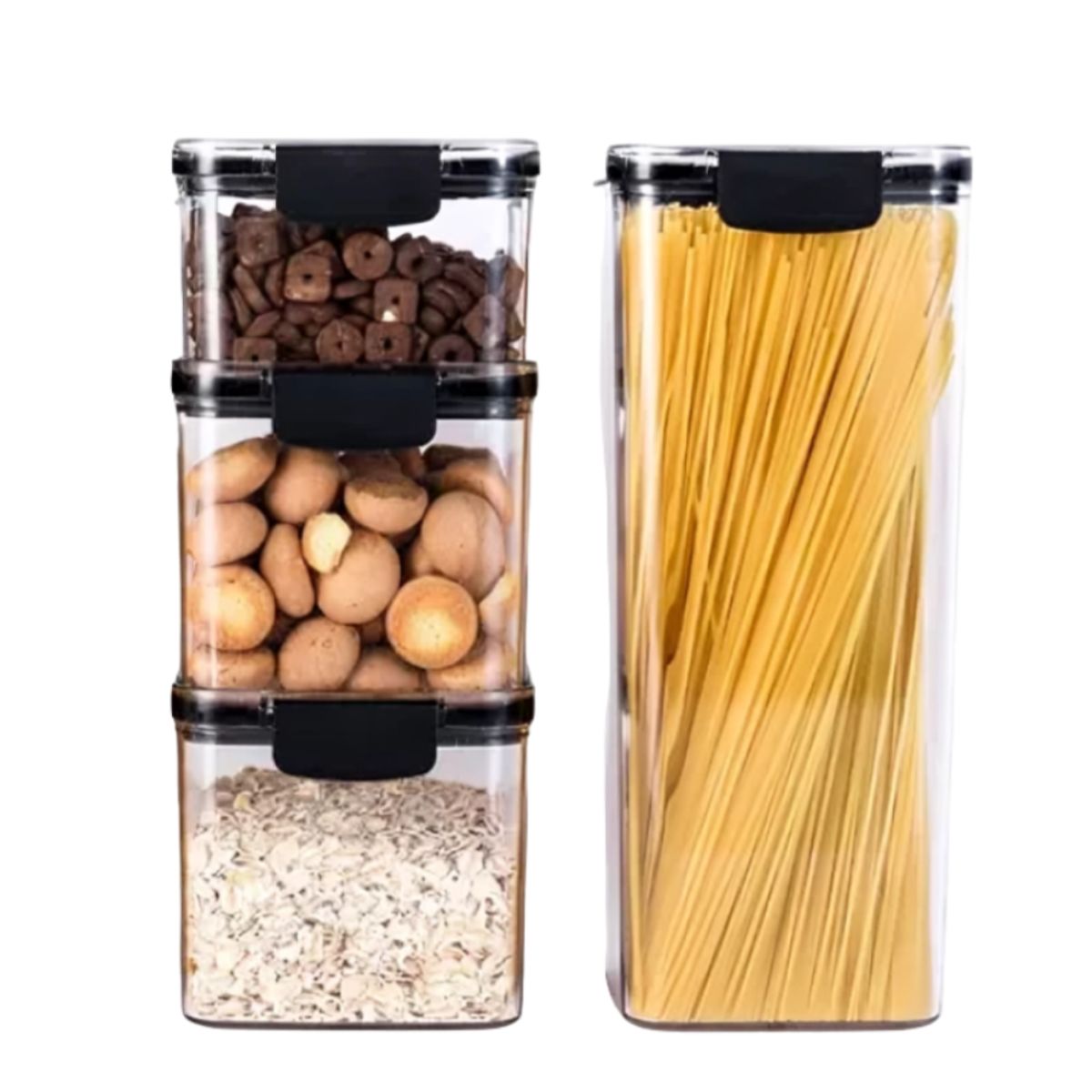 GENERICO - Set de 4 Organizadores Recipiente de alimentos transparentes